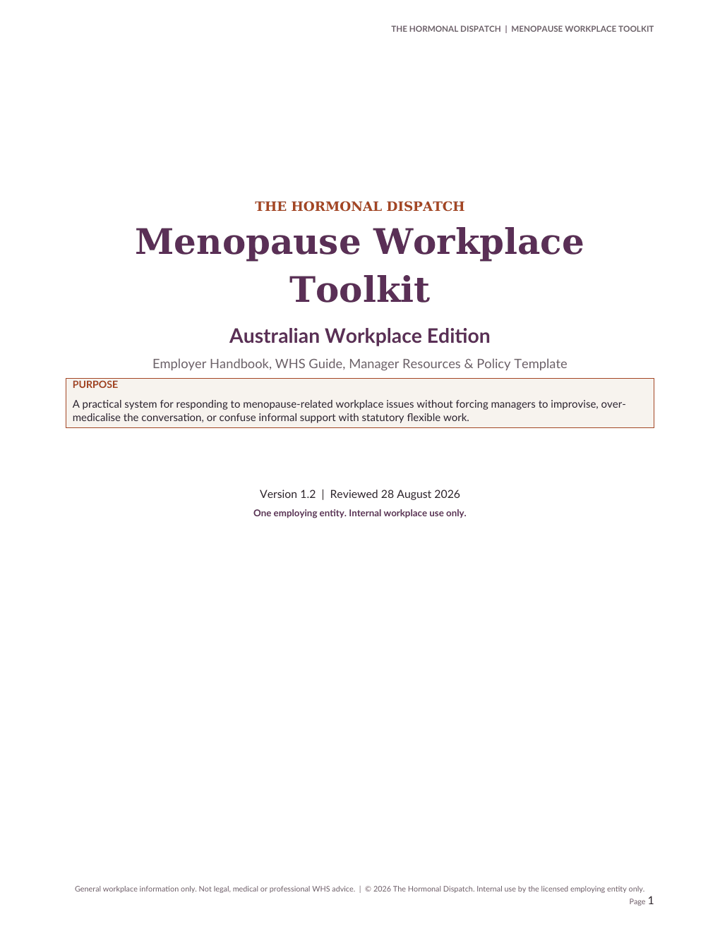 Menopause Workplace Toolkit Australian Workplace Edition